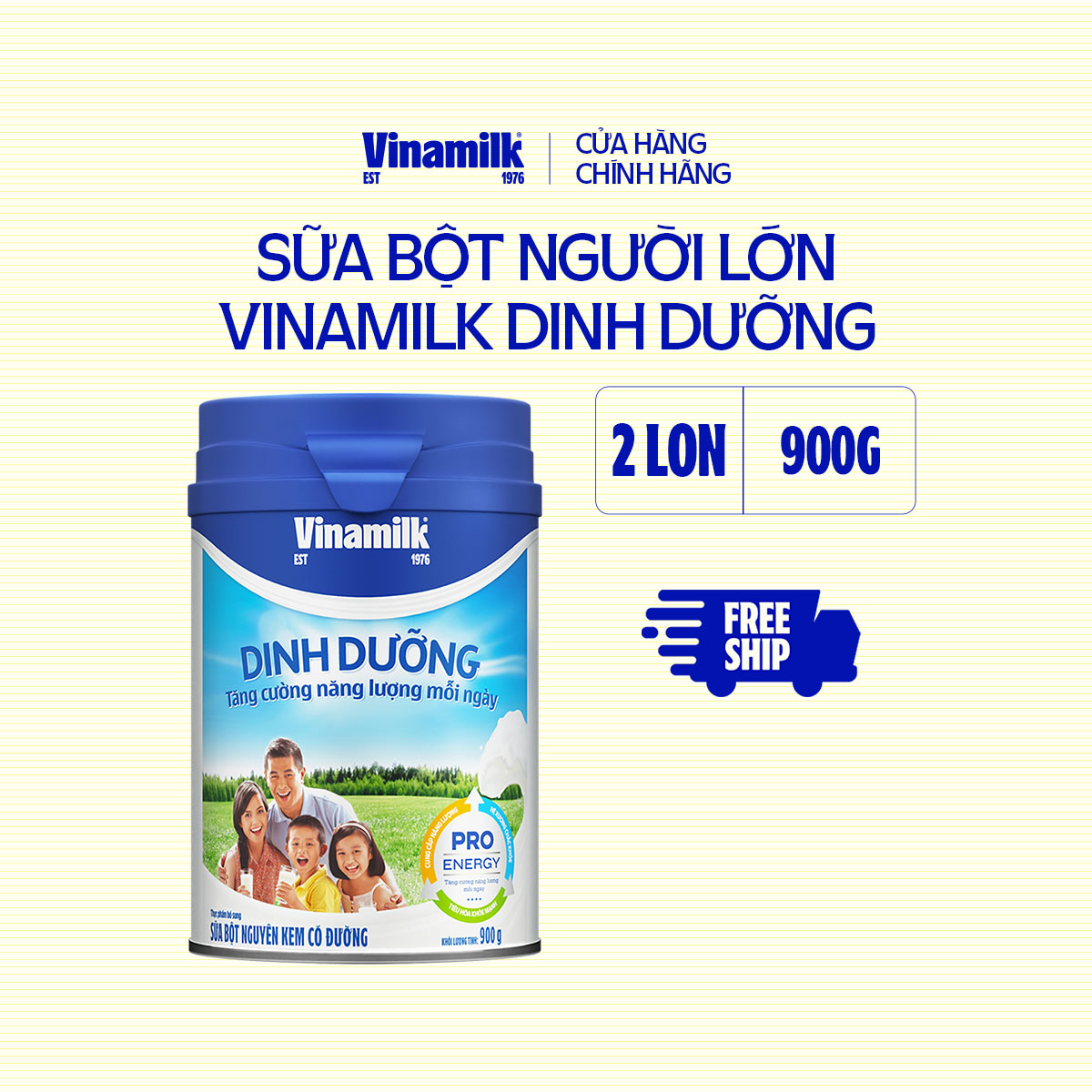 Bộ 2 hộp sữa bột nguyên kem dinh dưỡng có đường Vinamilk Hộp thiếc 900g