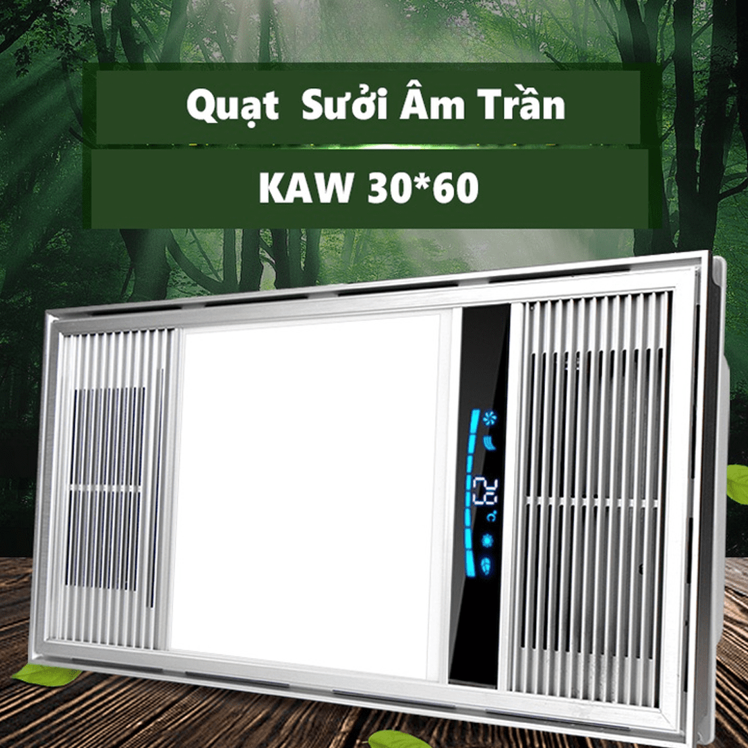 Đèn sưởi nhà tắm quạt sưởi KAW K60 máy sưởi âm trần cao điều khiển từ xa tích hợp nhiều chức năng thông minh thiết kế hiện đại phù hợp với gia đình