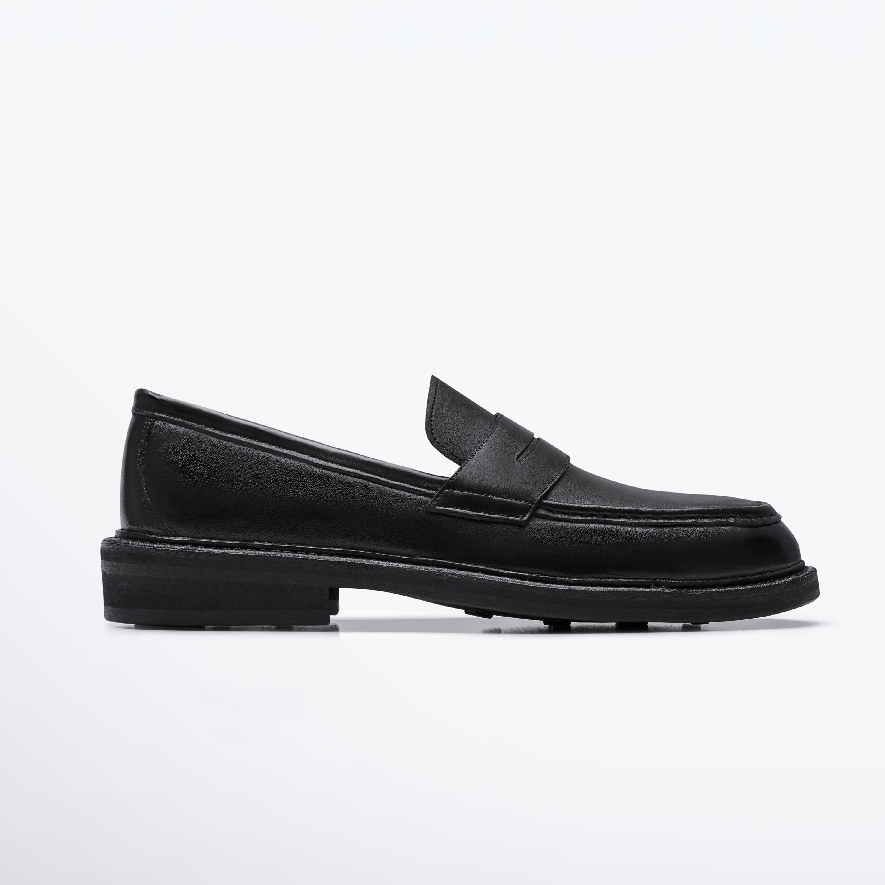 Giày penny loafer nam tarmor da thật màu đen
