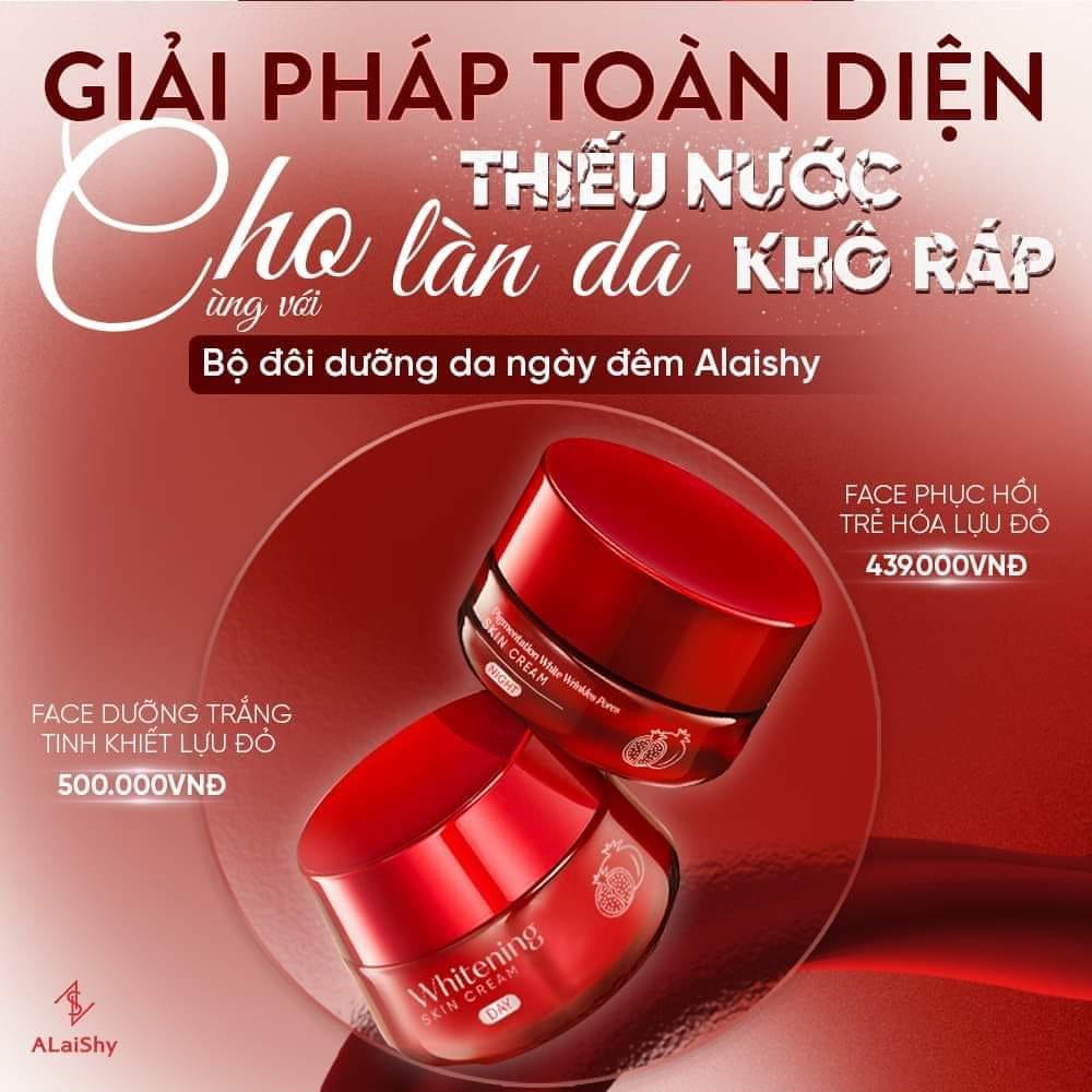 [TẶNG QUÀ] Kem Ngày và Đêm Alaishy Lựu Đỏ - Combo Kem Face Dưỡng Trắng Tinh Khiết Lựu Đỏ Và Face Phục Hồi Trẻ Hóa Lựu Đỏ