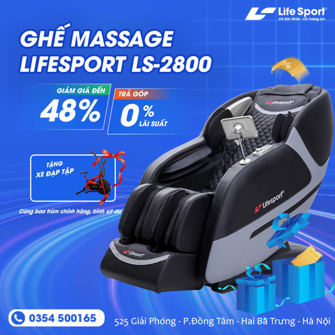 Ghế Massage Toàn  Thân LifeSport LS-2800 Plus Trục SL, Con Lăn Di Động Cao Cấp - Ghế Matxa Trị Liệu Toàn Thân Công Nghệ 4.0, Ghế Massage Trị Liệu Toàn Hoa Kỳ, Ghế Massage Toàn  Thân Màn Hình Cảm Ứng