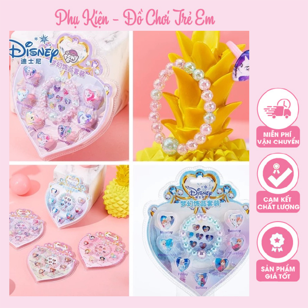Set vòng tay kèm nhẫn hình công chúa elsa dễ thương cho bé gái - phụ kiện cho bé gái❤️phụ kiện - đồ chơi trẻ em