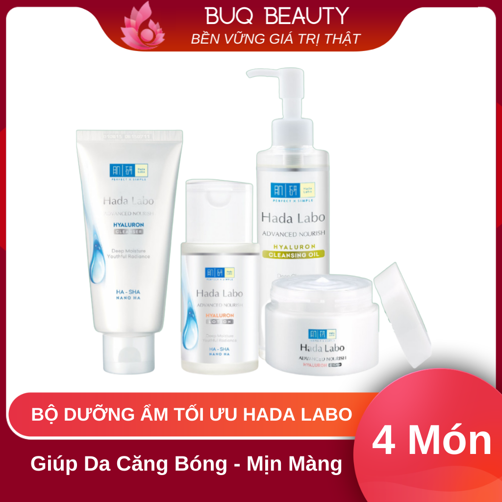 Bộ 4 Sản Phẩm Dưỡng Ẩm Tối Ưu Hada Labo Advanced Nourish Màu Trắng chính hãng