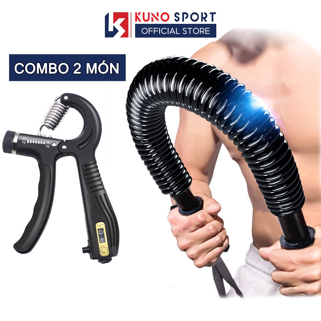 Combo 2 dụng cụ tập gym tại nhà hiệu quả kìm đếm số và gậy tập cơ tay Power Twister