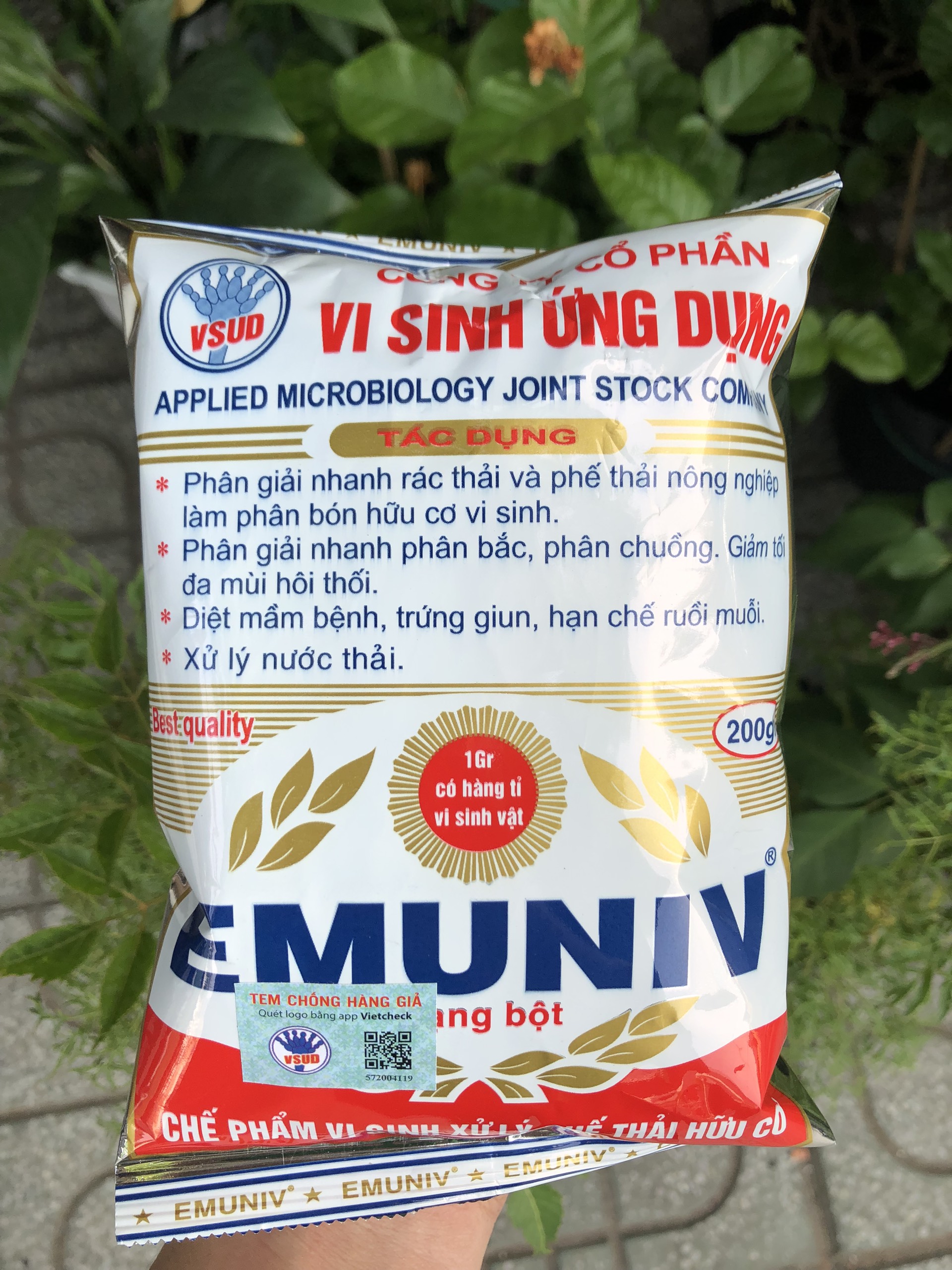 Chế Phẩm Vi sinh, Chế phẩm EM ủ phân hữu cơ, xử lý rác Emuniv gói 200gr