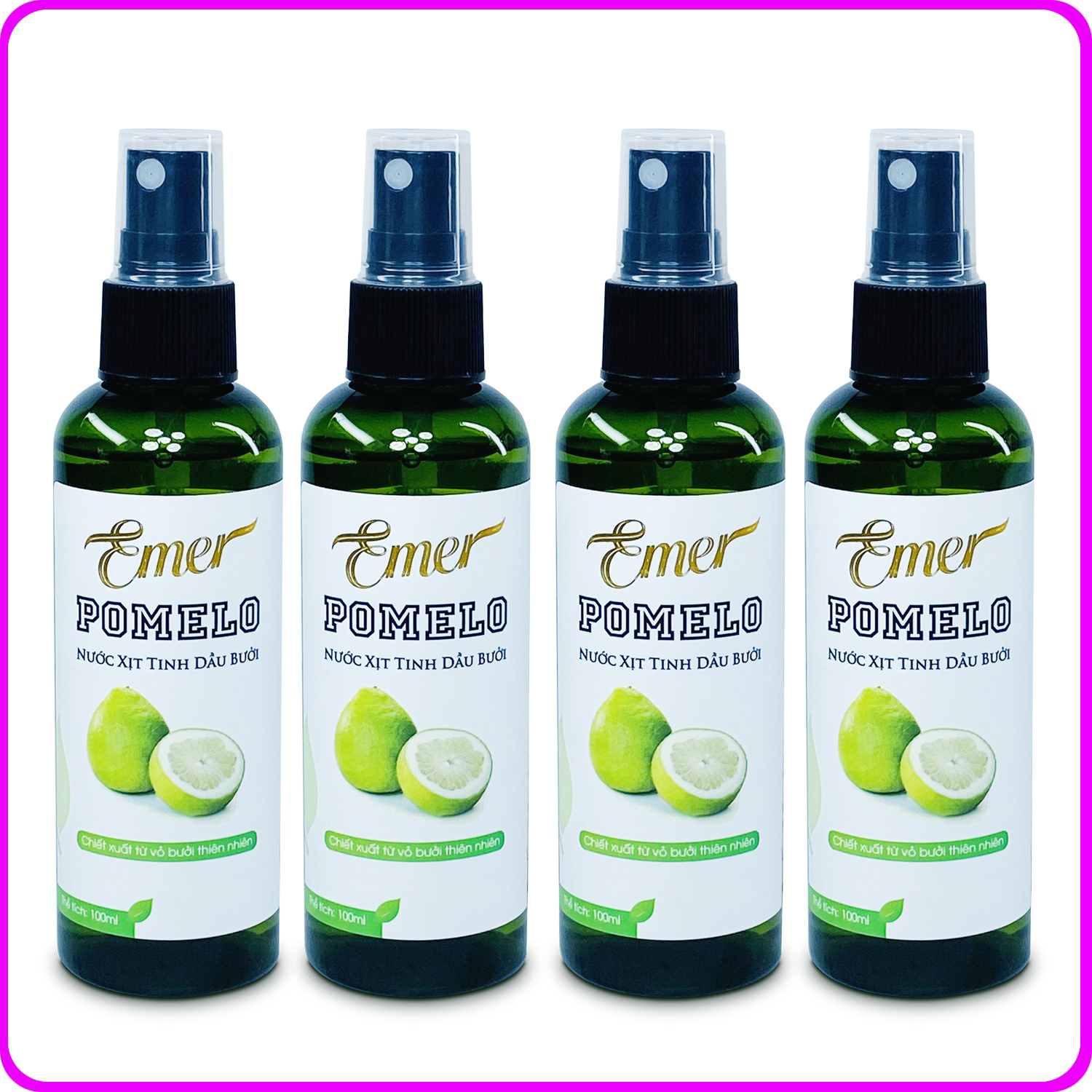 Bộ 4 chai tinh dầu bưởi kích mọc tóc Pomelo Emer (100ml x 4) giúp giảm rụng tóc, kích mọc tóc nhanh cho mái tóc chắc khỏe, suôn mượt, dày và dài hơn Mỹ Phẩm Sỉ Emer