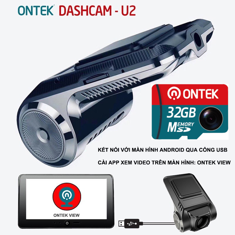 Camera hành trình ô tô ONTEK U2 full hd 1080 siêu nét Cắm màn hình Android