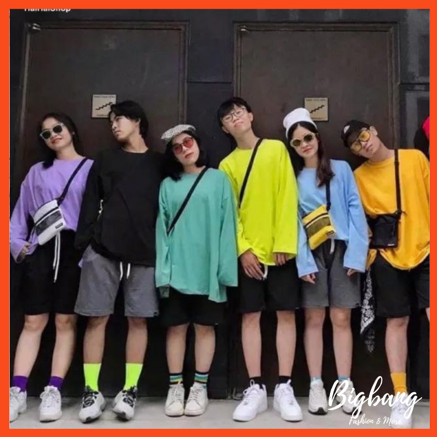 Áo thun trơn tay dài dáng rộng nam nữ cực trend, áo phông unisex form rộng cá tính - Bigbang Shop