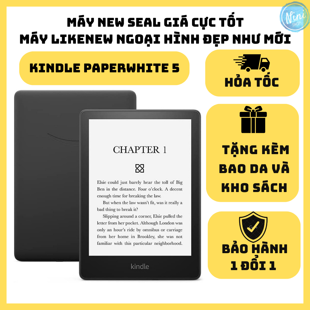 Máy đọc sách kindle paperwhite 5 bảo hành 1 năm máy new nguyên seal tặng bao da chất lượng