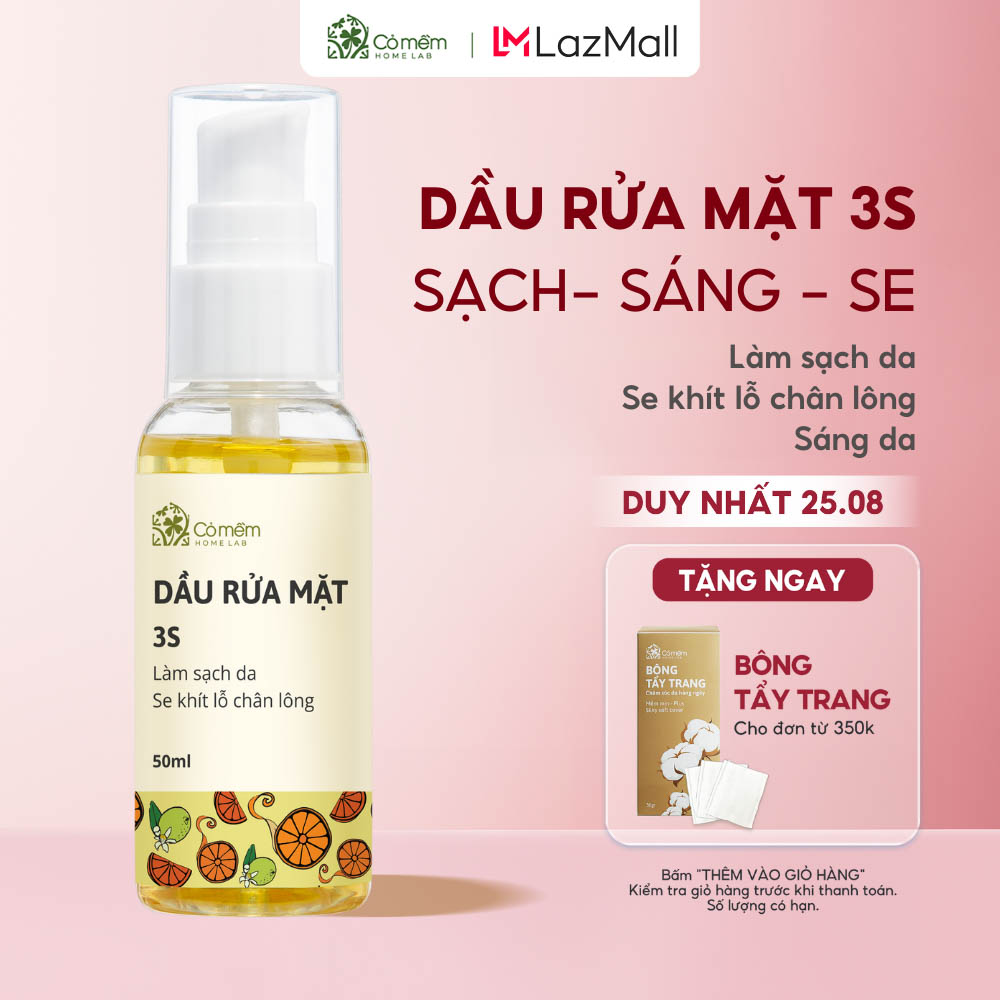 Dầu Tẩy Trang Rửa Mặt 3S Sạch Bã Nhờn Và Cặn Trang Điểm Trên Da Dưỡng Da Sáng Mịn Cỏ Mềm Homelab