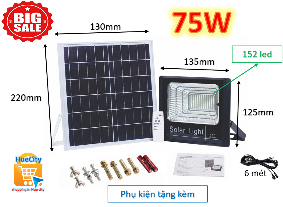 (Giá rẻ) Đèn led năng lượng mặt trời Solar Light 75W