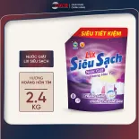 Nước giặt Lix siêu sạch túi 2.4kg làm sạch cực nhanh vết bẩn, tăng gấp đôi sức mạnh giật tẩy