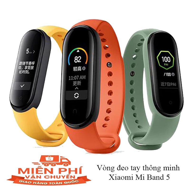[HCM](Sale 50%) Xiaomi Mi Band 5 Smart Wristband Vòng Đeo Tay Thông Minh Mi Band 5 Cao Cấp Maàn Hình Lớn Kết Nối Bluetooth 5.0 Chống Nước 5ATM Nhiều Chức Năng Trong 1 Theo Dõi Sức Khỏe....BH 6 Tháng.