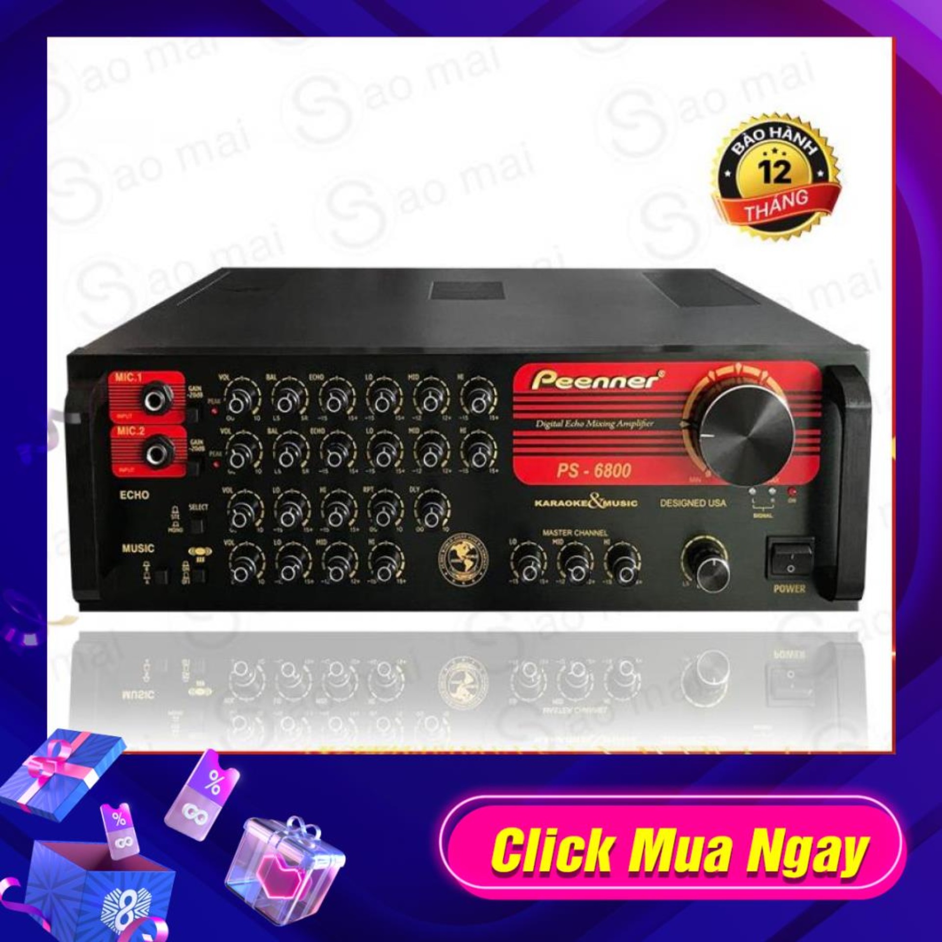 Ampli karaoke amply nghe nhạc gia đình peenner ps-6800 hàng cao cấp