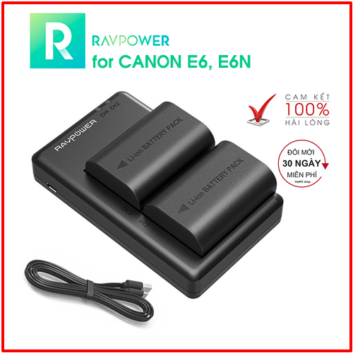Bộ 2 pin và sạc canon lp-e6, e6n hãng ravpoer rp-bc003 for canon eos 5d mark iv 5d mark iii 6d 6dii 5ds 5ds r 5d mark ii 7d mark ii 7d 80d 70d 60d r5 r6...