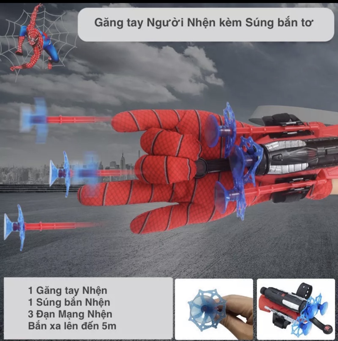 Đồ chơi găng tay người nhện bắn tơ độc đáo cho bé