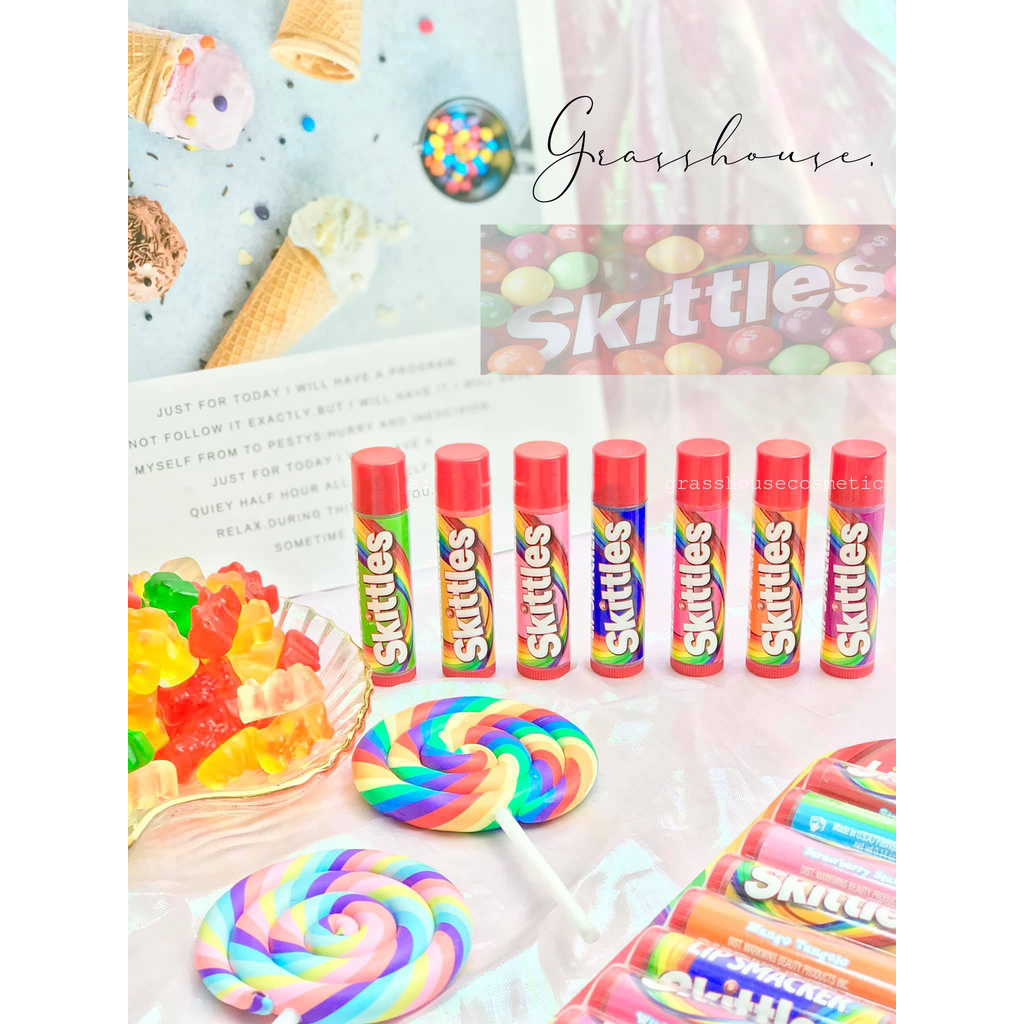 ( BILL US ) SON DƯỠNG MÔI LIP SMACKER SKITTLES VỊ KẸO NGỌT NỔI BẬT ĐỦ MÀU SẮC CHO CÁC EM BÉ GÁI
