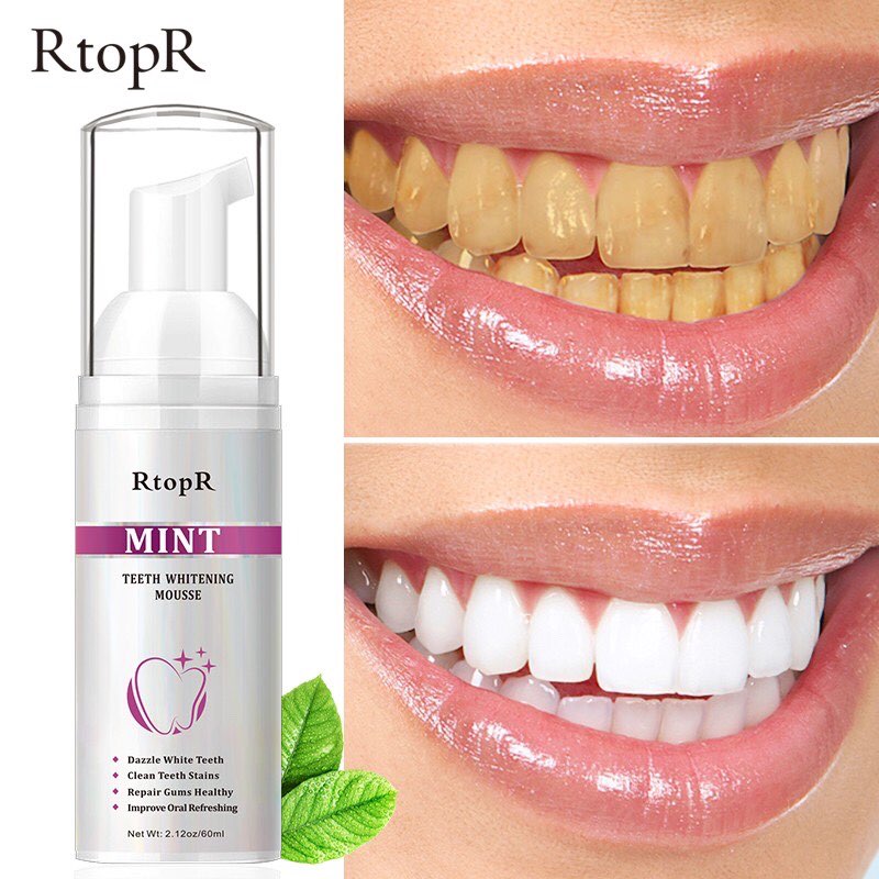 Bọt tẩy trắng răng rtopr tinh chất làm sạch răng kem đánh răng khử mùi hôi miệng mousse teeth whitening clean teeth 60ml 5.0