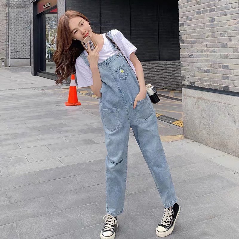 Yếm jean nữ quần dài túi hộp phối 2 dây cao cấp thời trang, quần yếm jean nữ màu xanh mẫu mới phong cách hàn quốc trẻ trung Amishashop98 q223 yq851