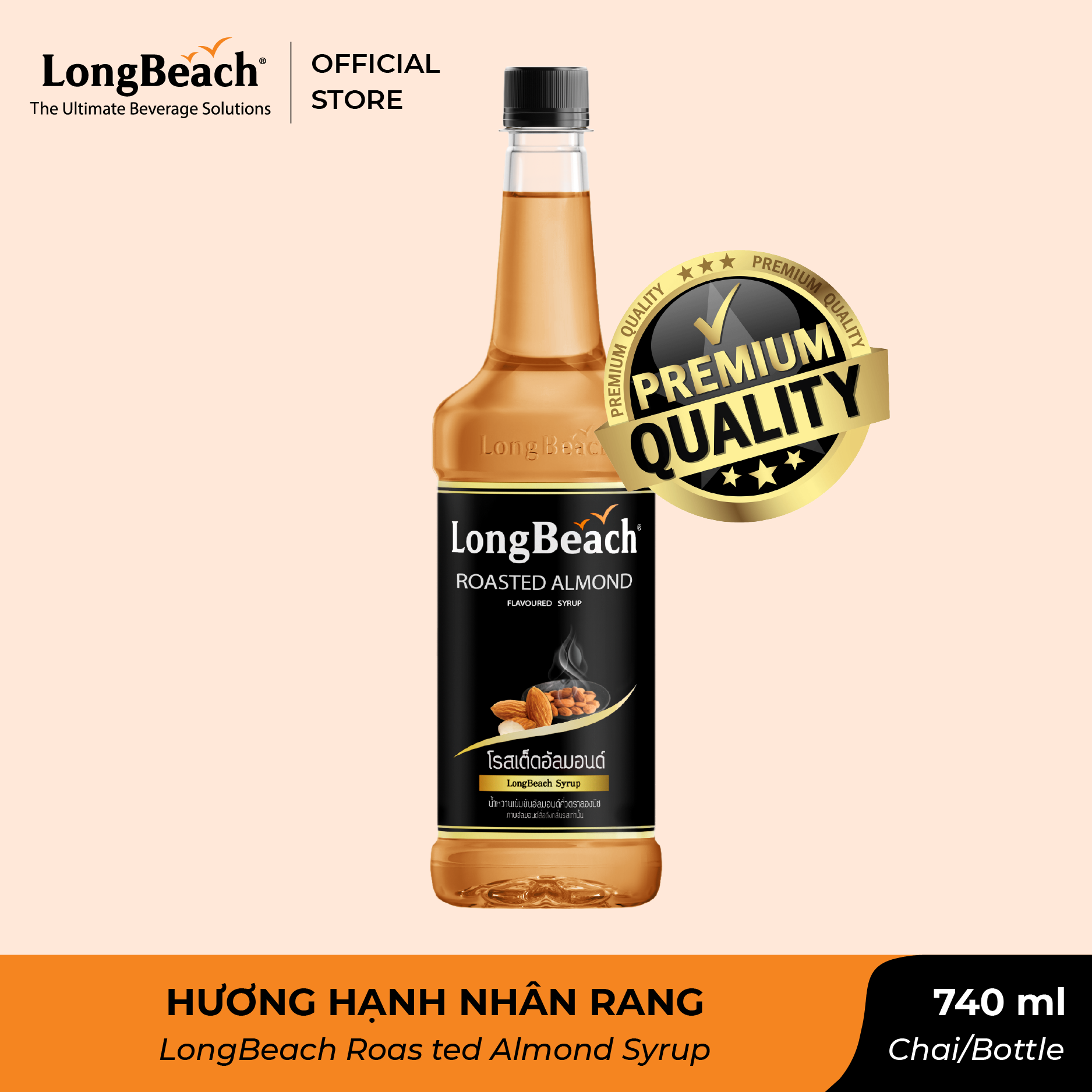 Siro Hạnh Nhân Rang - LongBeach Roasted Almond Flavoured Syrup 740ml