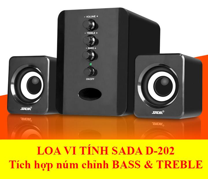 Loa vi tính sada d-202, có núm chỉnh bass và treble