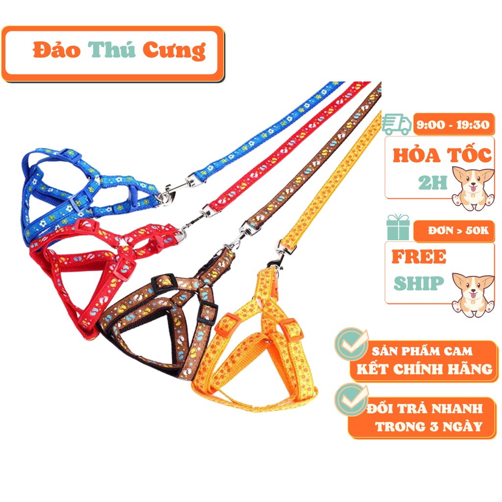 Dây dắt chó mèo kèm yếm - Đảo Thú Cưng