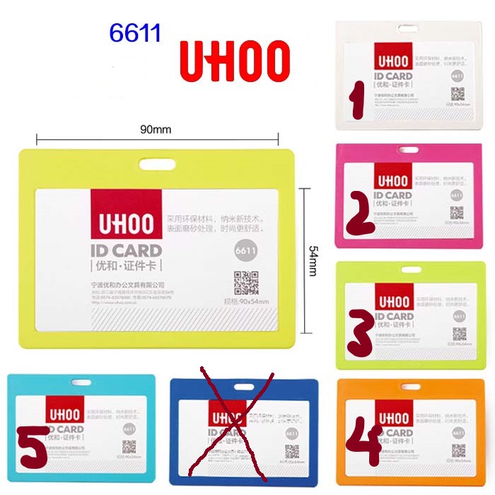 HCM_Bộ 3 cái Bảng tên Uhoo Ngang 6611. (KT: 7.5cm x 10.3 cm KT card: 9.0cm x 5.4cm)