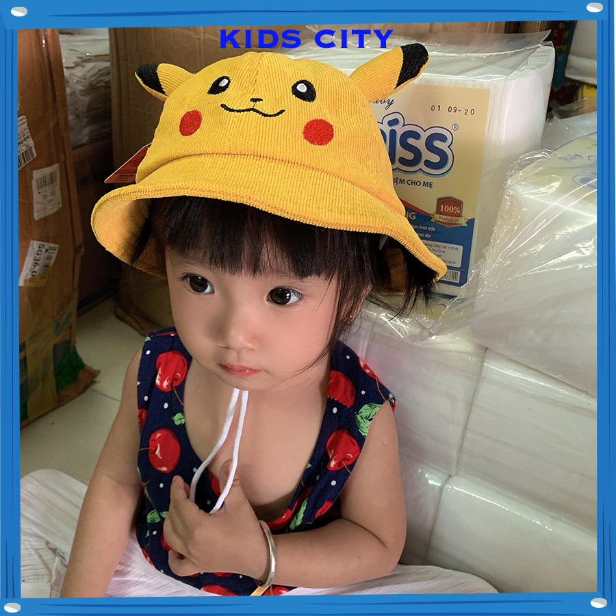 Nón Pikachu, Mũ Pikachu tai bèo Có Dây cột cho bé 1-4 tuổi