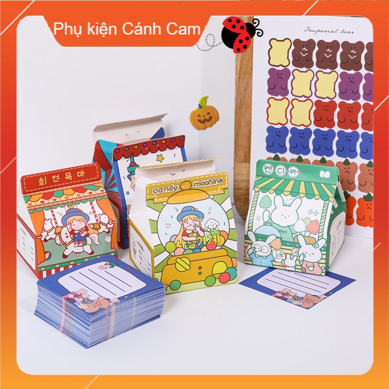 Giấy Note Cute, Giấy Ghi Chú Hình Hộp Sữa Xinh Xắn Tiện Dụng 230 Tờ - Phụ Kiện Cánh Cam