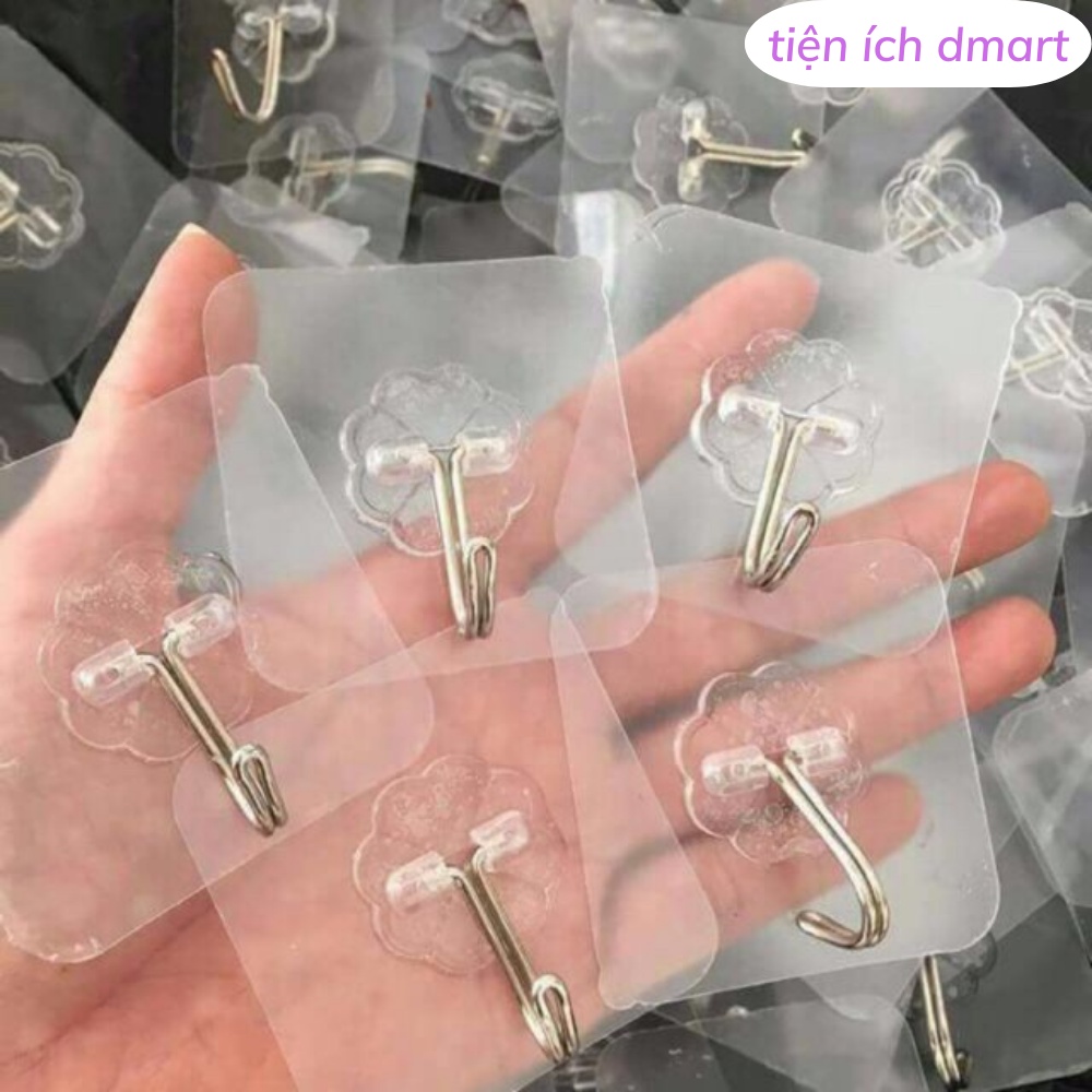 Combo 10 móc dán tường siêu dính móc dính tường trắng trong