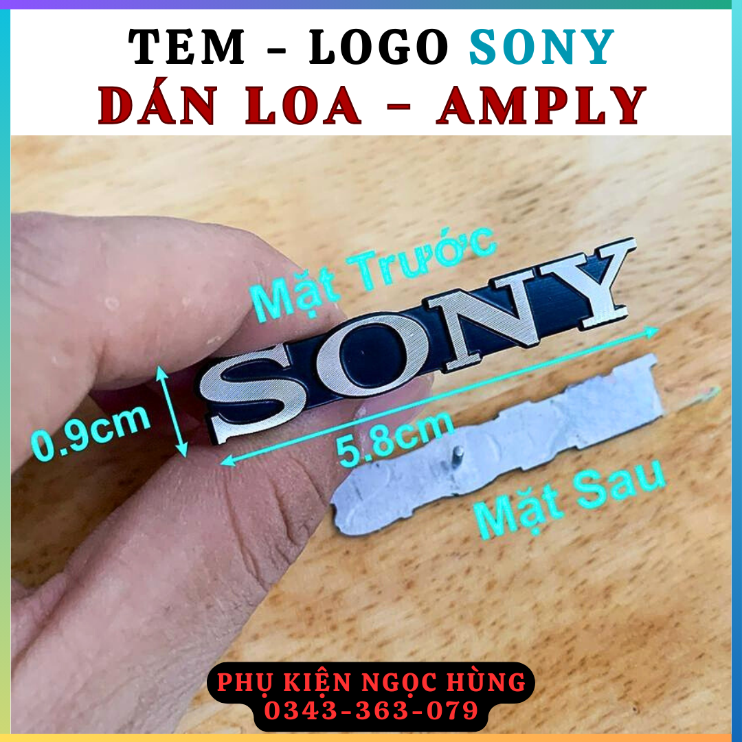 Tem logo sony nhôm cứng dán loa - dán tivi - dán amply - giá 1 chiếc