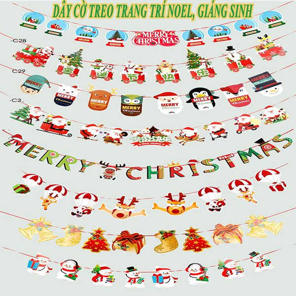 HOT - Bộ Dây Cờ Trang Trí Giáng Sính NOEL Lễ Tết - Cờ Trang Trí Phòng Ngủ Nhà Cửa