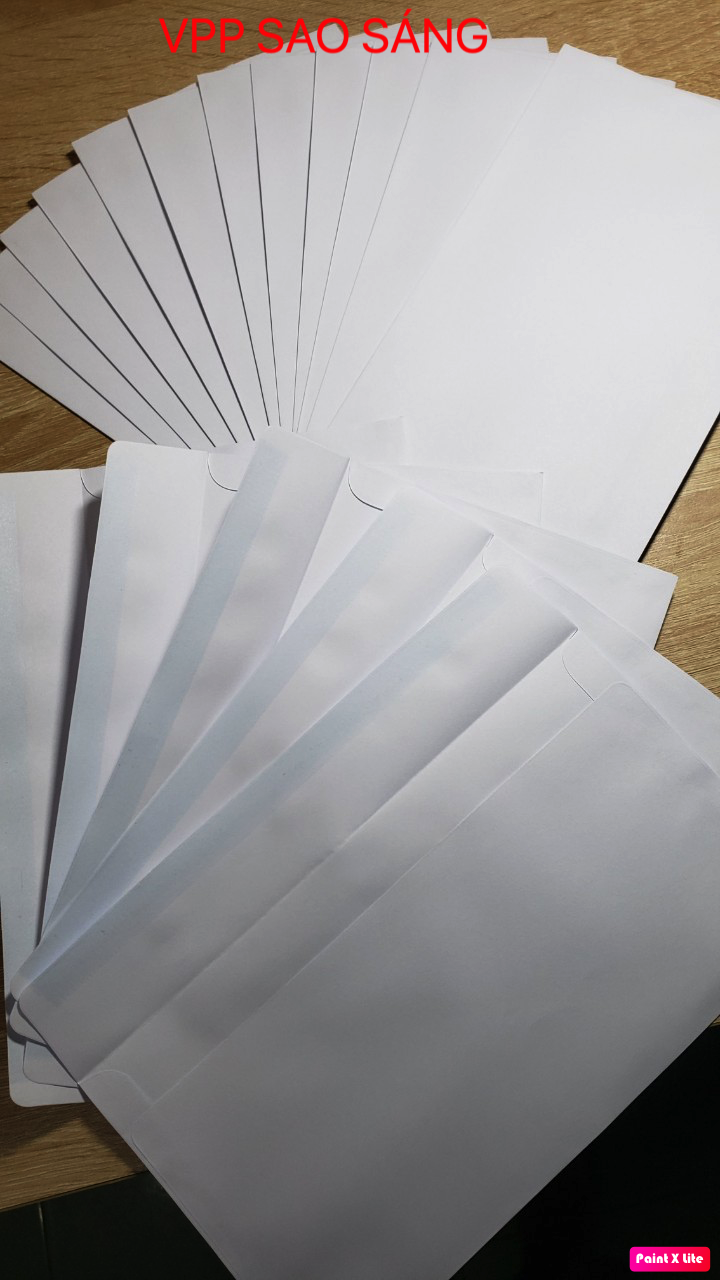 Bao thư trắng 14x20 có keo: 100 cái