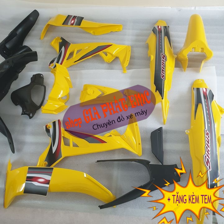 [ TẶNG TEM ] Dàn áo SIRIUS - dàn mủ xe máy màu VÀNG xe SIRIUS ,nhựa cao cấp nguyên sinh ABS, siêu đồ phụ tùng xe máy, phụ tùng xe máy giá rẻ