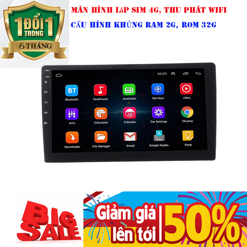Màn hình DVD cho xe ô tô, lắp sim 4g, RAM 2G, ROM 32G, tích hợp DSP âm ly cho âm thanh trung thực, màn cảm ứng chất lượng hình ảnh AHD