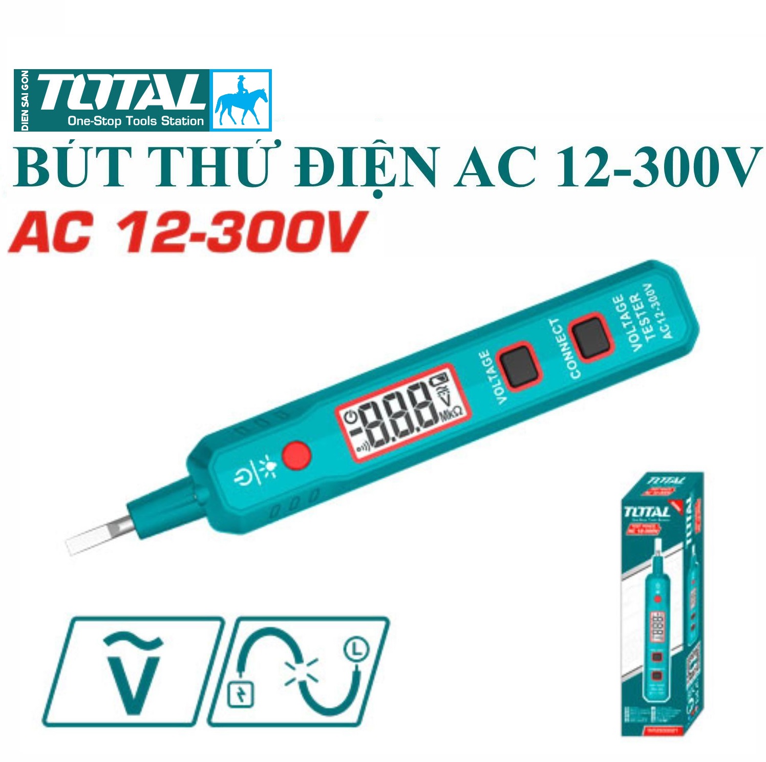 Lcd electronic screen electric tester voltage detector pen 12v 1000v ac ingco total tht2930021