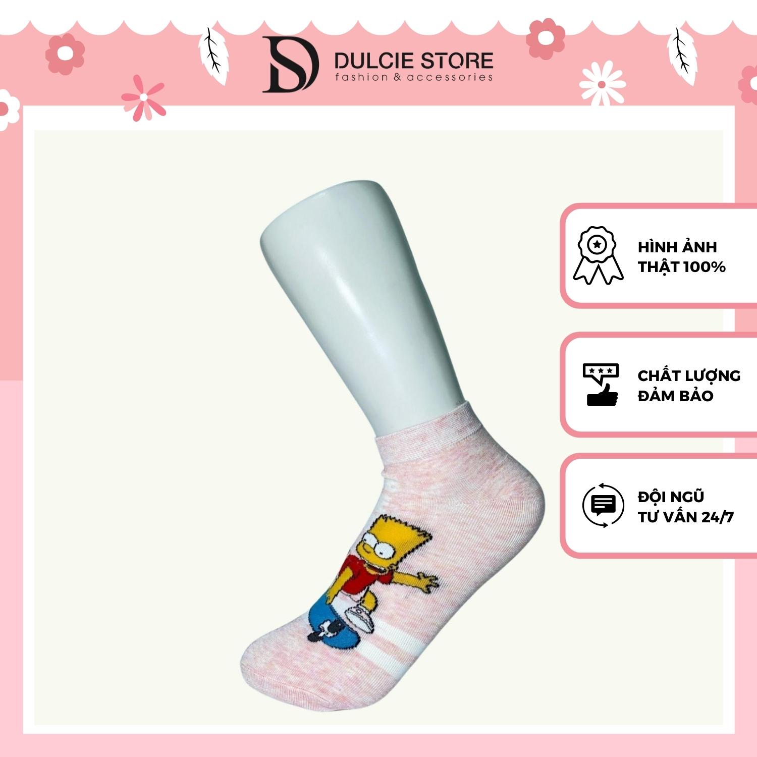 Tất lười nữ vớ nữ cổ ngắn Ulzzang họa tiết simpson cực xinh - AS11