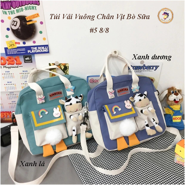 Balo vải bố, vải thô / Túi vải bố, vải thô đeo chéo chân vịt  kèm phụ kiện hot trend/ Túi Học Thêm - Túi Xách Vải Cho Bé Đi Học Thêm - túi đựng đồ xách tay học sinh sinh viên chống thấm nước bền đẹp - túi vải