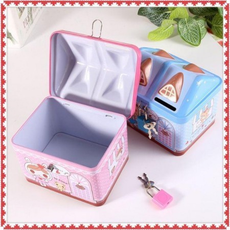 Két Sắt Ngôi Nhà Mini Có Khóa Cho Bé Để Dành Tiền 2L59