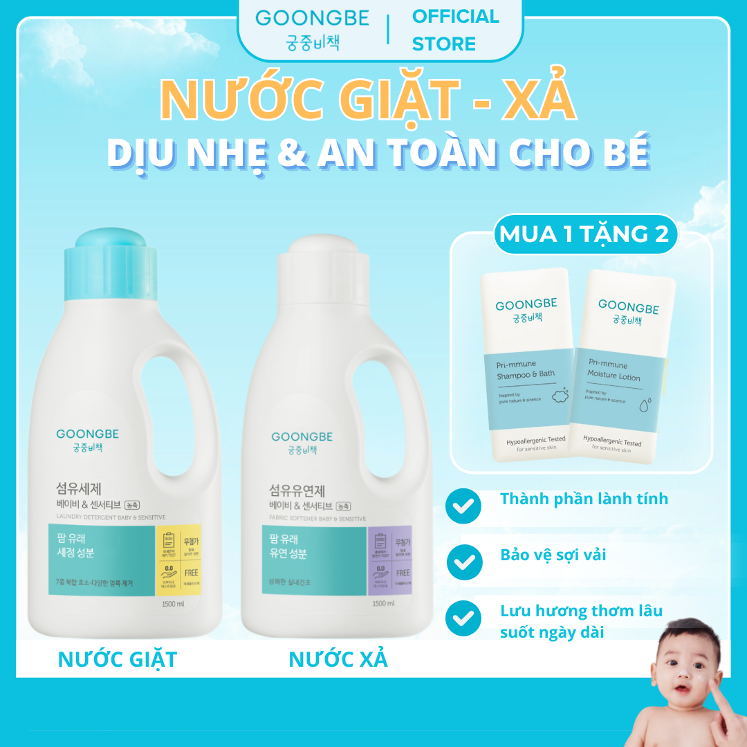 Nước Giặt - Xả Quần Áo Cho Bé GOONGBE Laundry Detergent Baby & Sensitive 1500ml