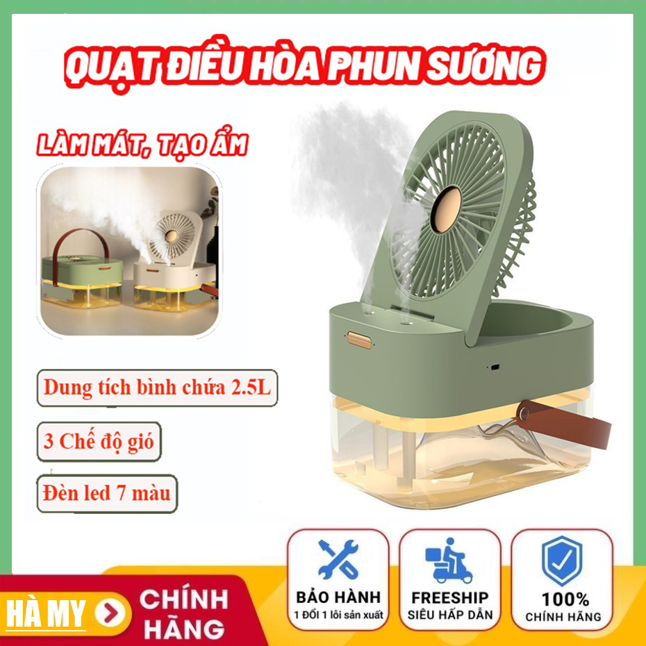 Quạt Điều Hòa Hơi Nước, Quạt phun sương tạo ẩm cao cấp- Nhiều cấp độ, led màu, tiết kiệm điện,quạt hơi nước để bàn 3 chế độ gió dung tích bình chứa nước lớn 2.5L