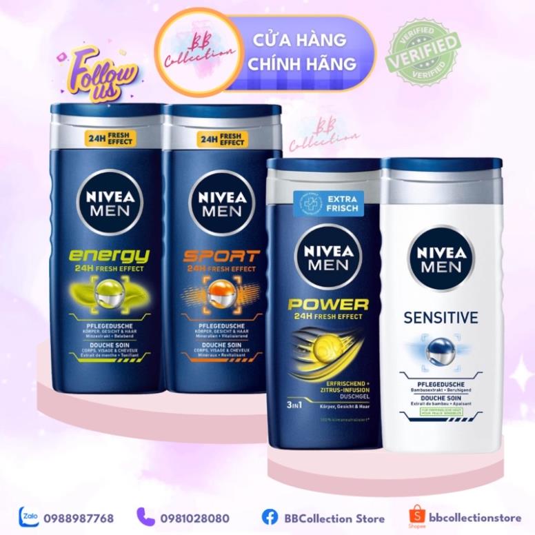 Sữa tắm nam NIVEA Men hàng Đức 3in1