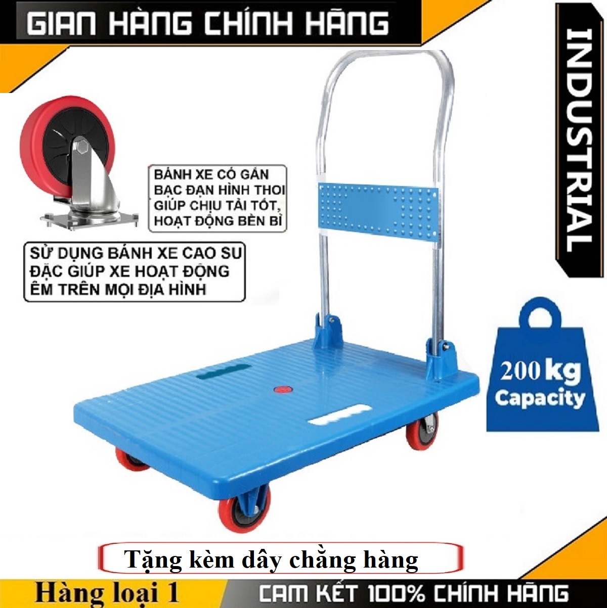 Xe Kéo Đẩy Hàng JIROSHI Tải 200kg Gấp Gọn - Xe Kéo Hàng Gấp Gọn - Xe Đẩy Hàng Tay - Tải Trọng Cao - Dễ Gấp Gọn