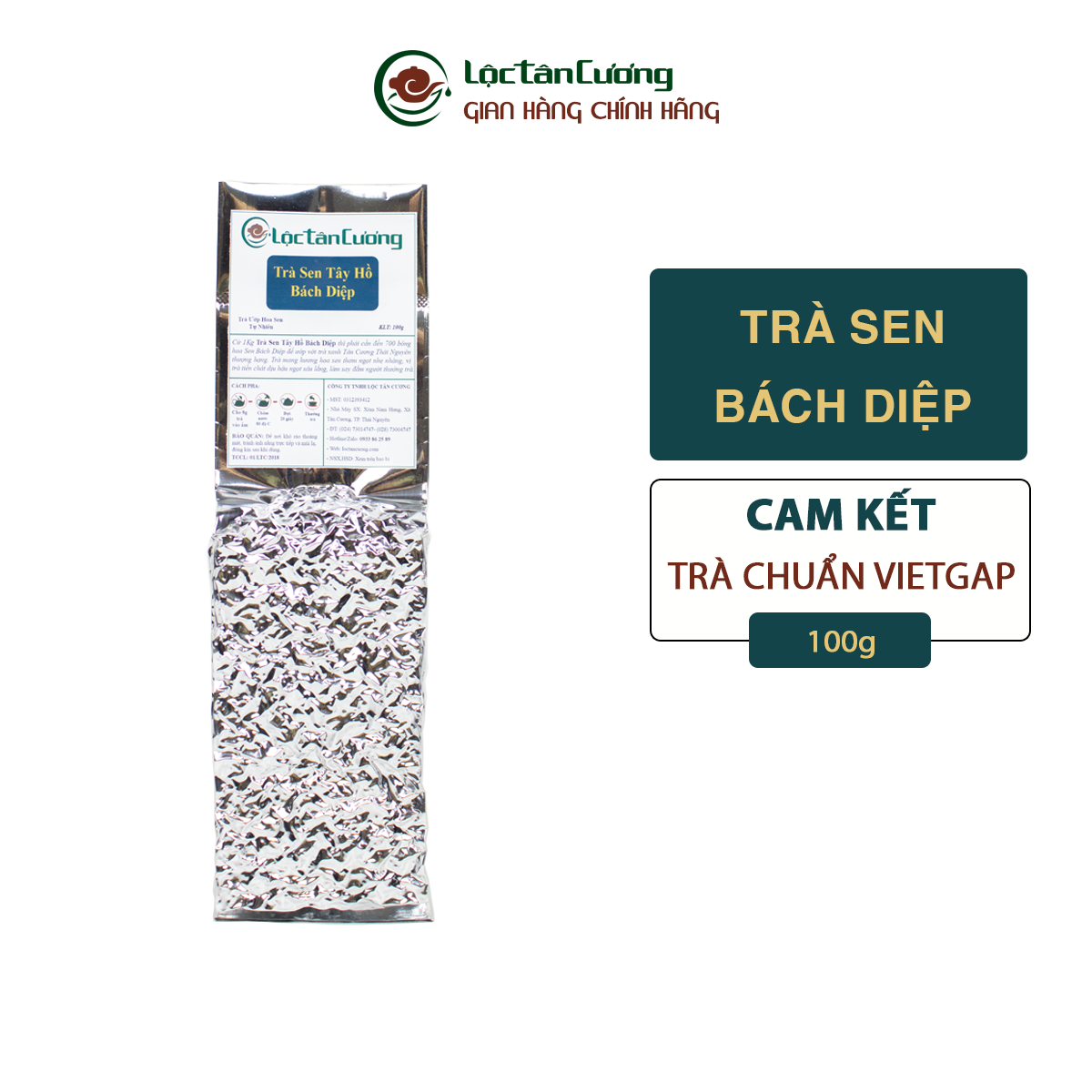 Trà ướp hoa sen bách diệp lộc tân cương túi 100g