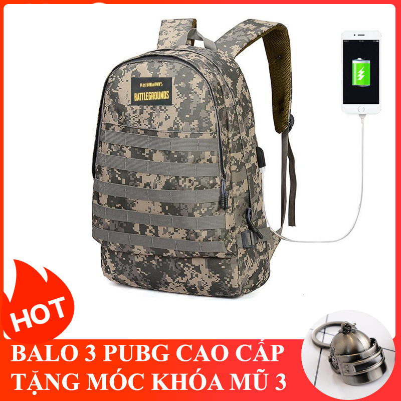 Balo 3 PUBG - Size Chuẩn Tặng Móc Khóa Mũ 3 - Balo Thời Trang Đi Học, Đi Chơi