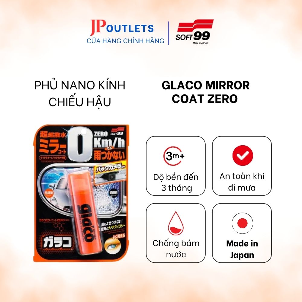 Phủ nano chống bám nước gương chiếu hậu xe ô tô glaco mirror coat zero g-65 | soft99 japan