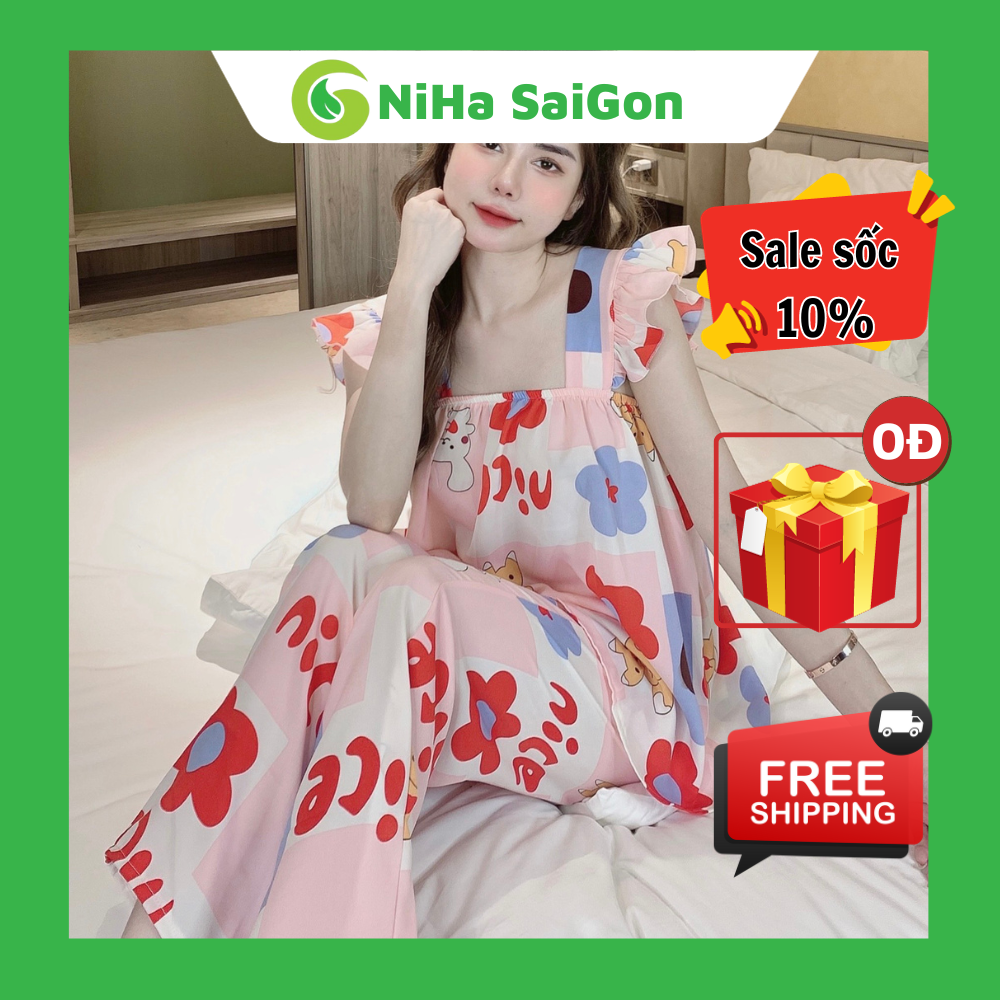 Bộ mặc nhà quần dài áo cánh tiên vải mango siêu đẹp free size 40kg-62kg