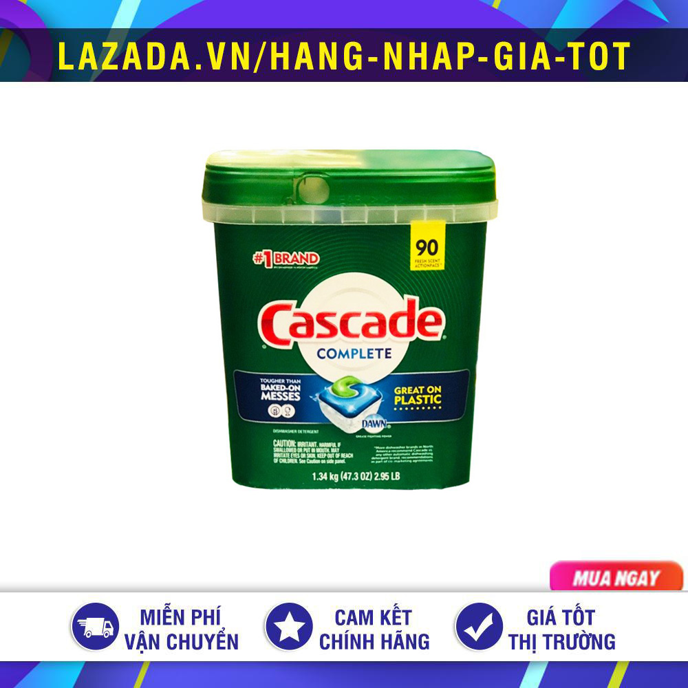 Viên rửa chén cascade complete dishwasher detergent 90 viên mỹ