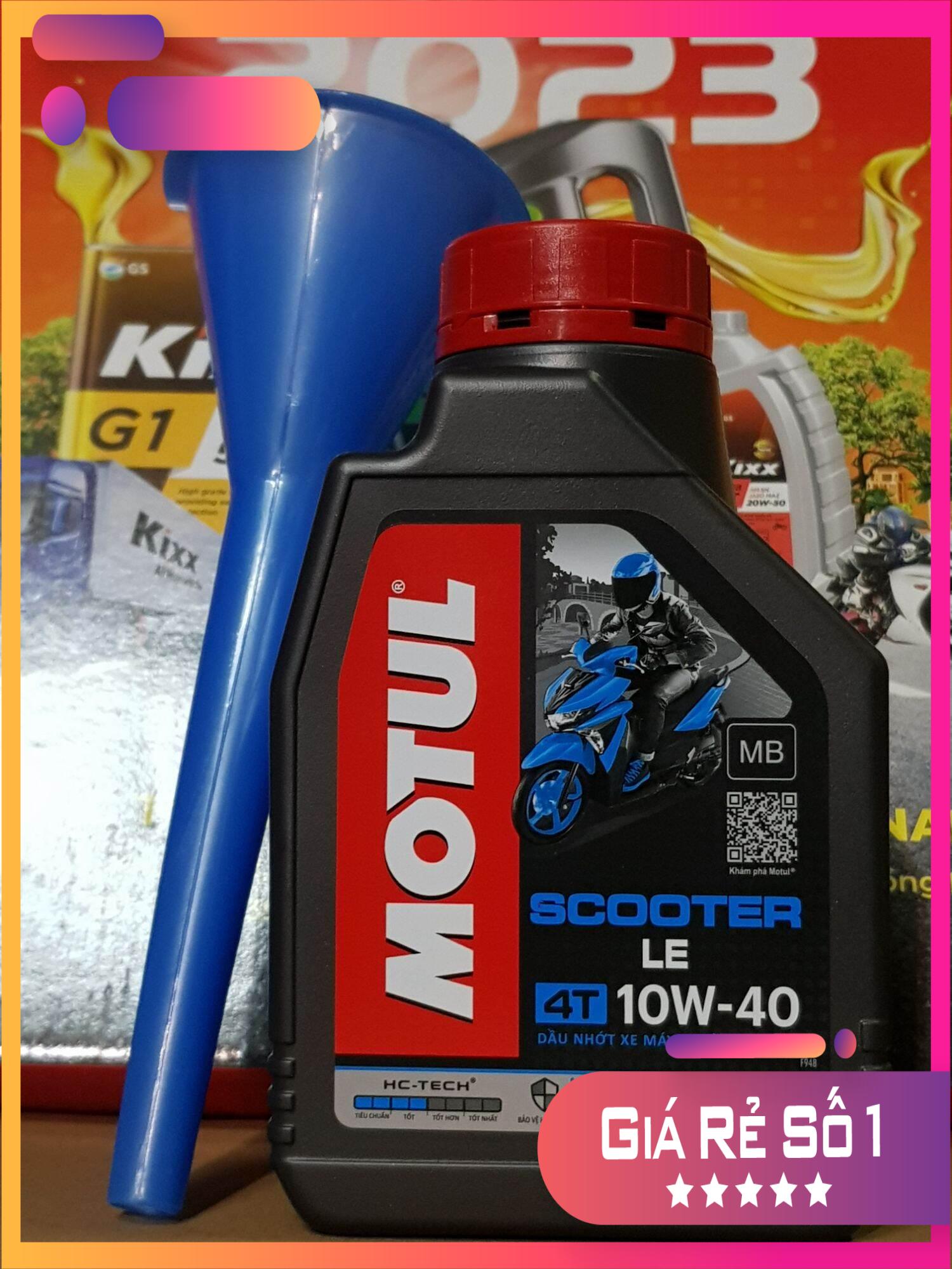[FREE phễu rót nhớt]NHỚT XE MÁY TAY GA MOTUL SCOOTER LE 10W40 800ml, nhớt xe ga motul LE 10W40 chai 800ml giá rẻ chuyên dụng cho xe tay ga