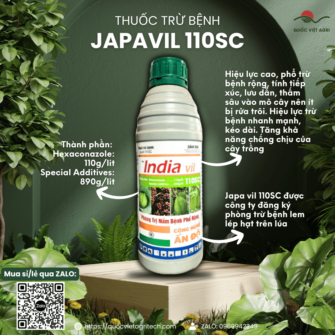 Thuốc trừ bệnh JAPAVIL 110SC (chai 1 LÍT) - Hexaconazole 110g/l Trừ lem lép hạt, Đạo ôn, Thán thư, Sạch nấm mát bông